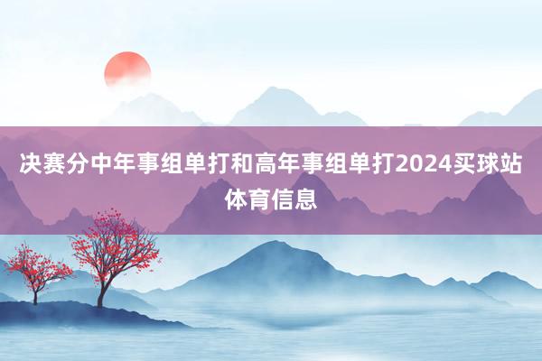 决赛分中年事组单打和高年事组单打2024买球站体育信息