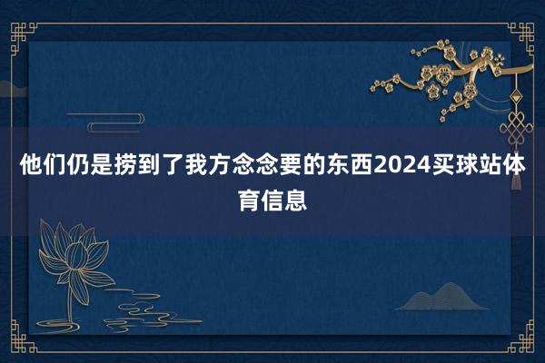 他们仍是捞到了我方念念要的东西2024买球站体育信息