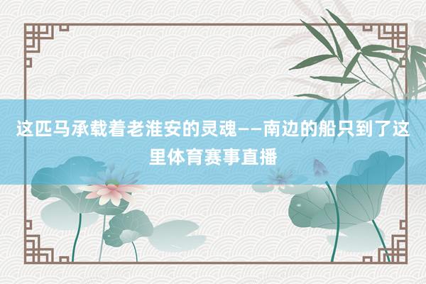 这匹马承载着老淮安的灵魂——南边的船只到了这里体育赛事直播