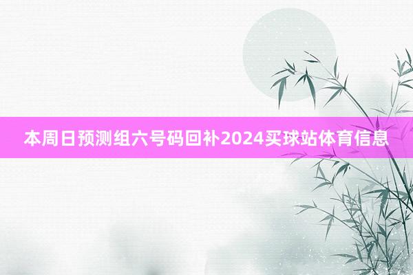 本周日预测组六号码回补2024买球站体育信息