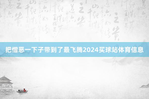 把憎恶一下子带到了最飞腾2024买球站体育信息